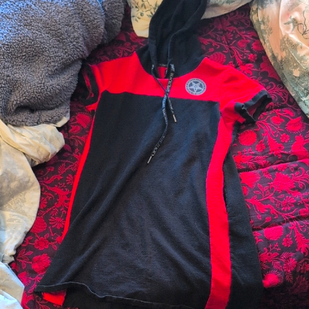 Black Craft Cult Red And Black Hooded Tshirt Sweater Dress